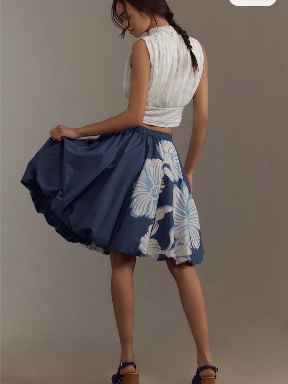 Maeve Navy Blue Floral Circle Skirt - Picture 3 of 6
